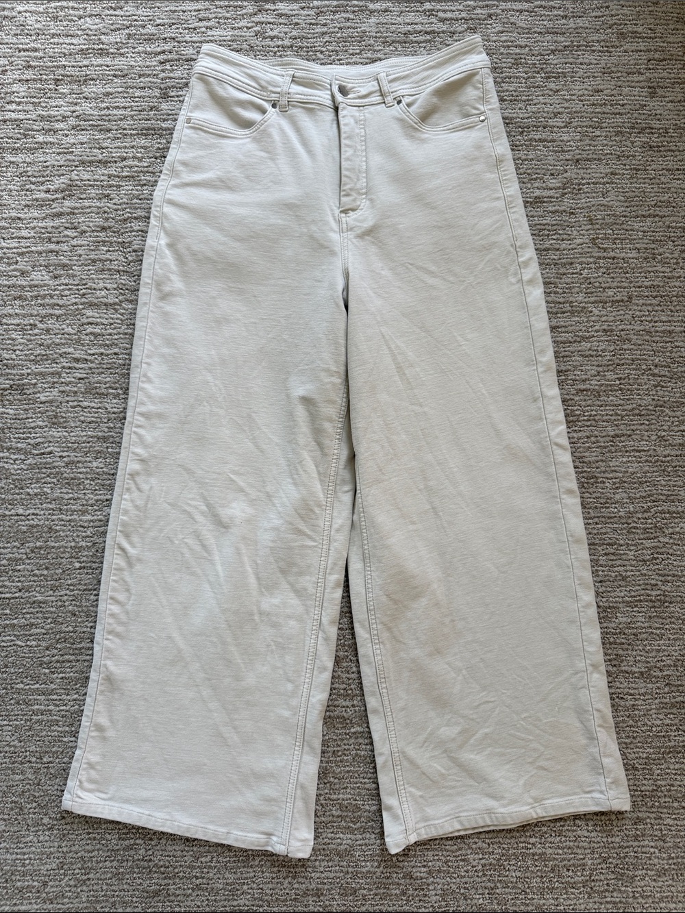Calia Ivory High-waisted Wide Leg Cropped Pants Size 10